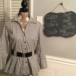 Black and White belted Top